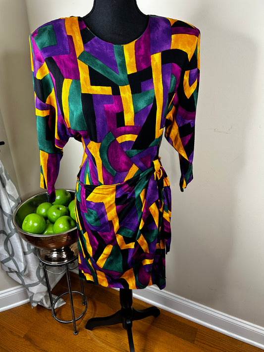 Vintage Betsy's Things  Abstract Print Wrap Dress