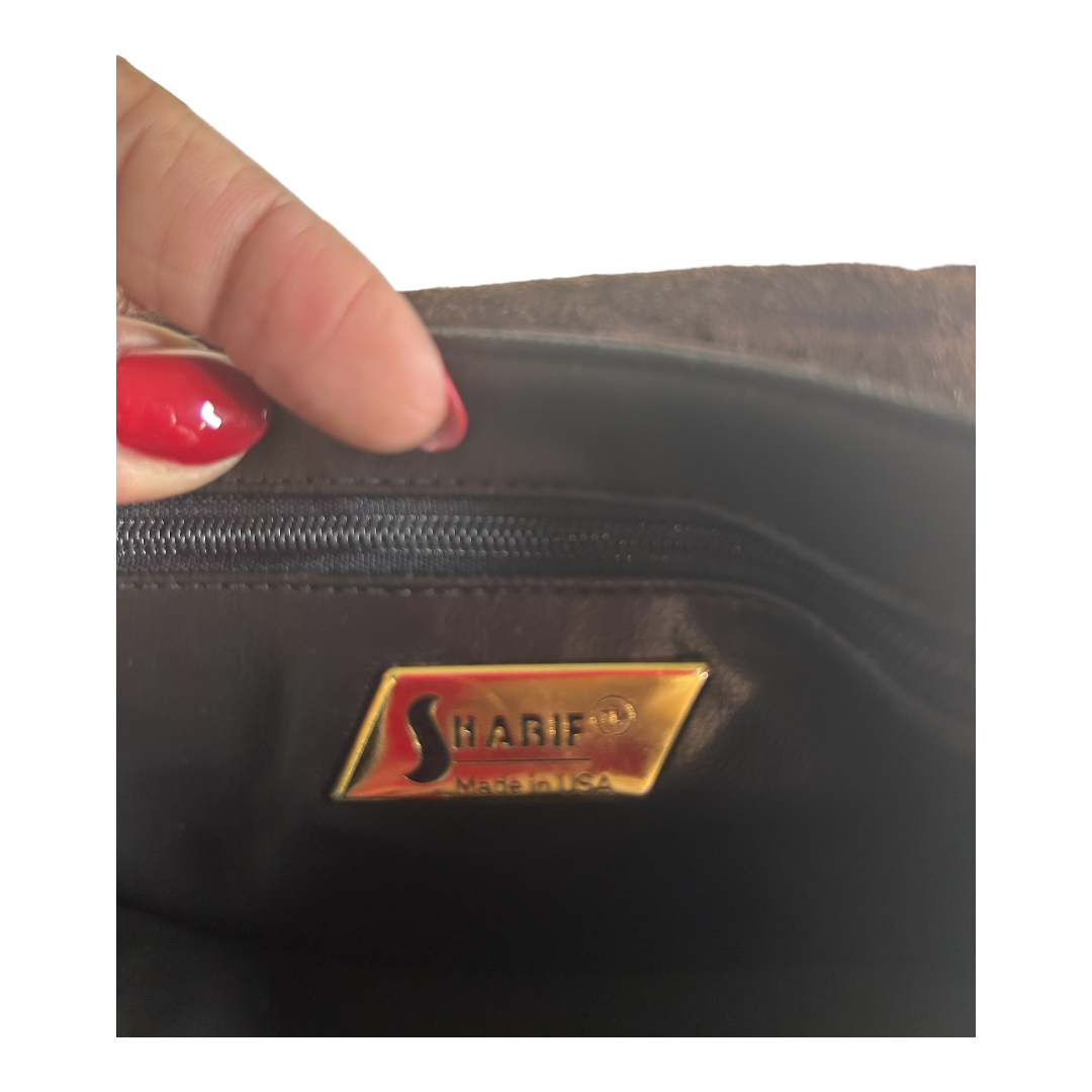 Suede Sharif Bag Trimmed with Gold and Silver Studs