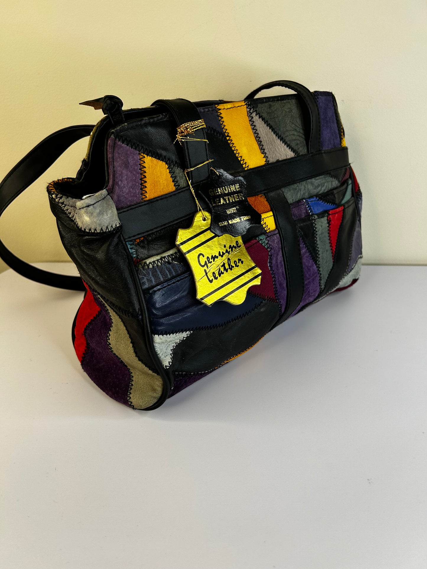 Vtg Genuine Leather Patchwork Purse NWT