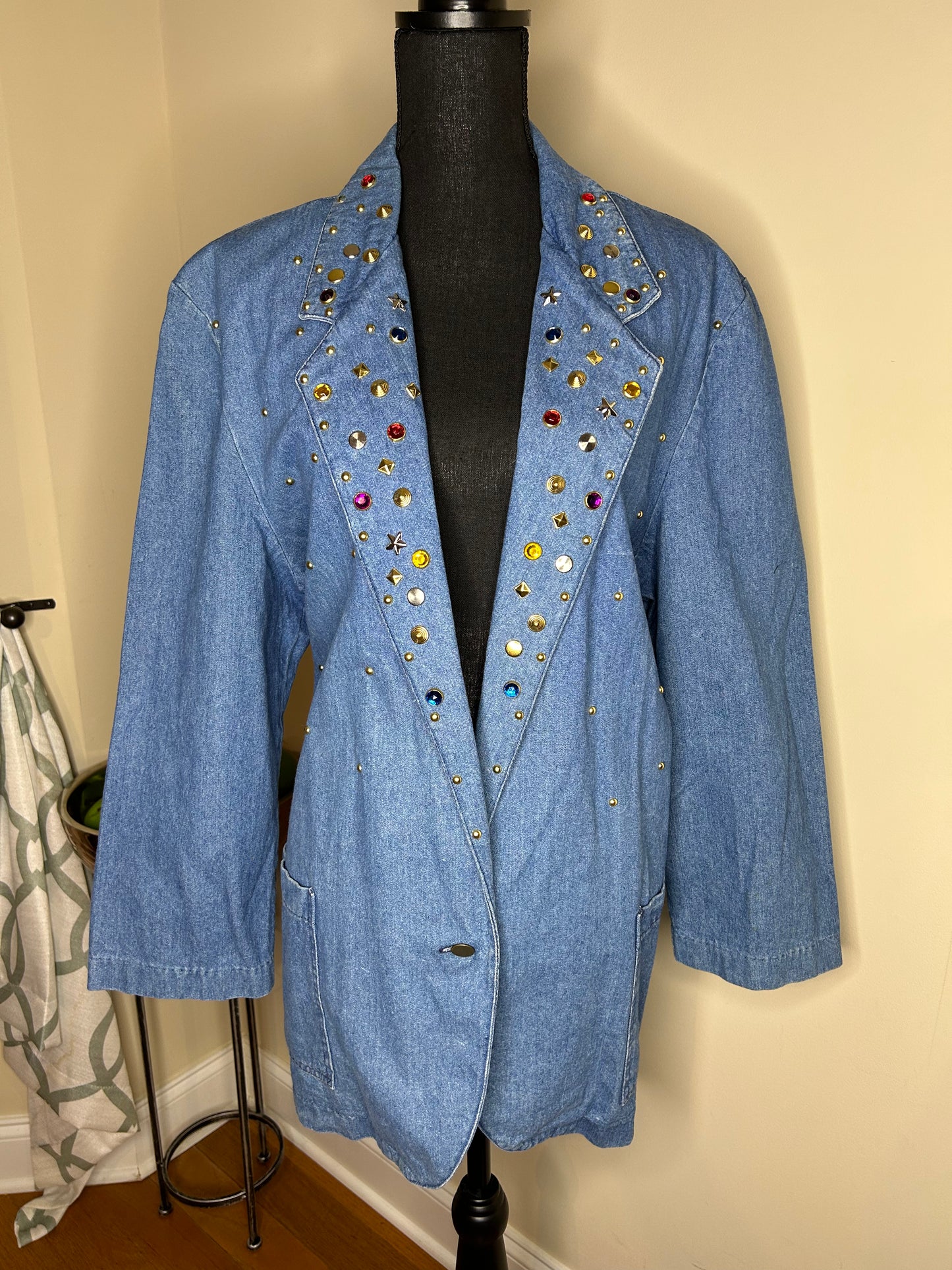 Ideas Studded Jeweled Denim Jacket