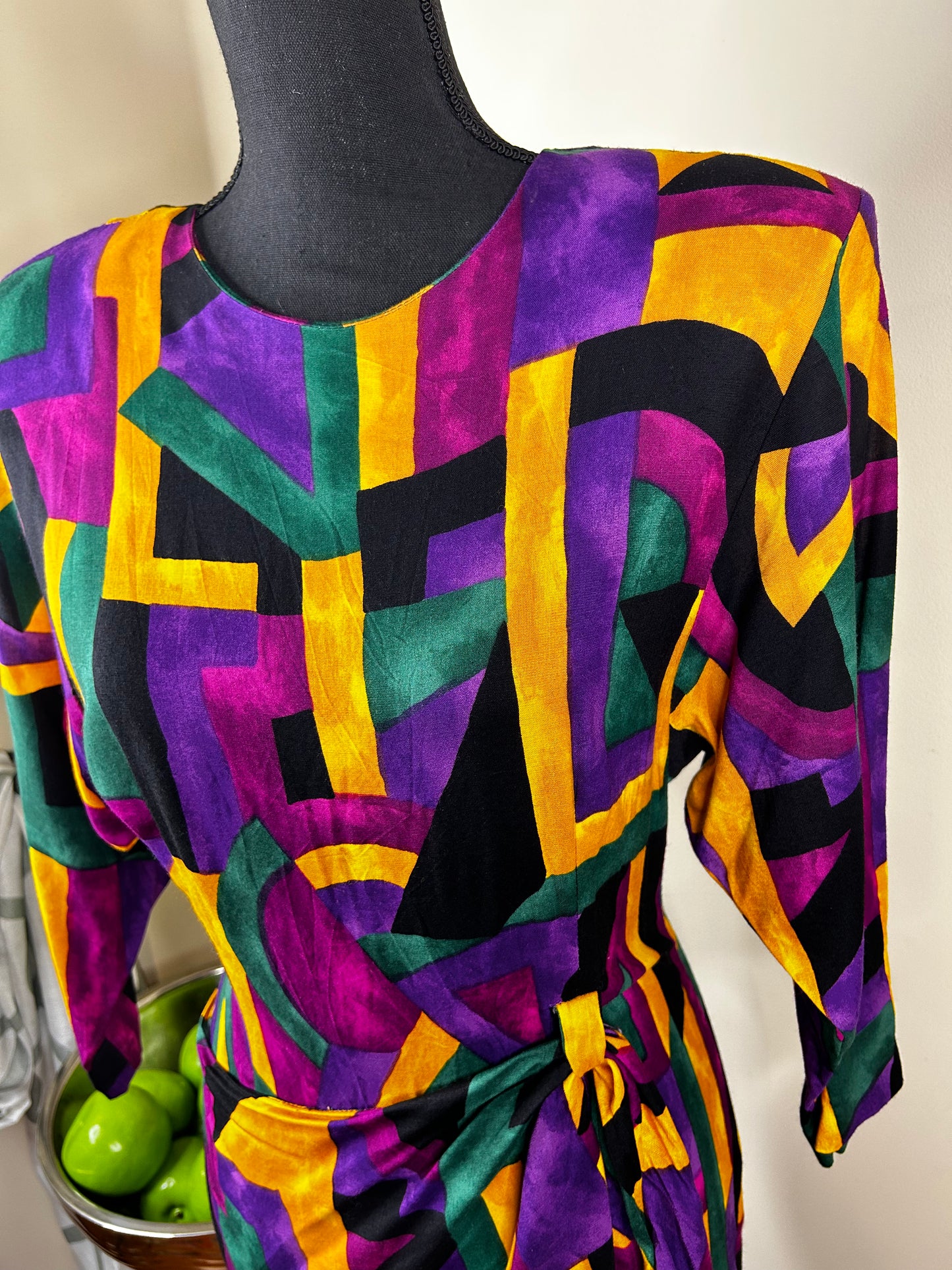 Vintage Betsy's Things  Abstract Print Wrap Dress