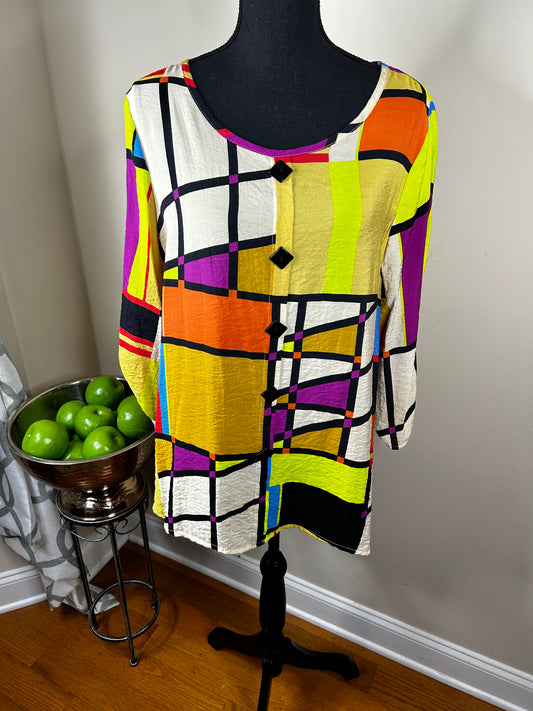 Yushi 1980's Colorful Vintage Top