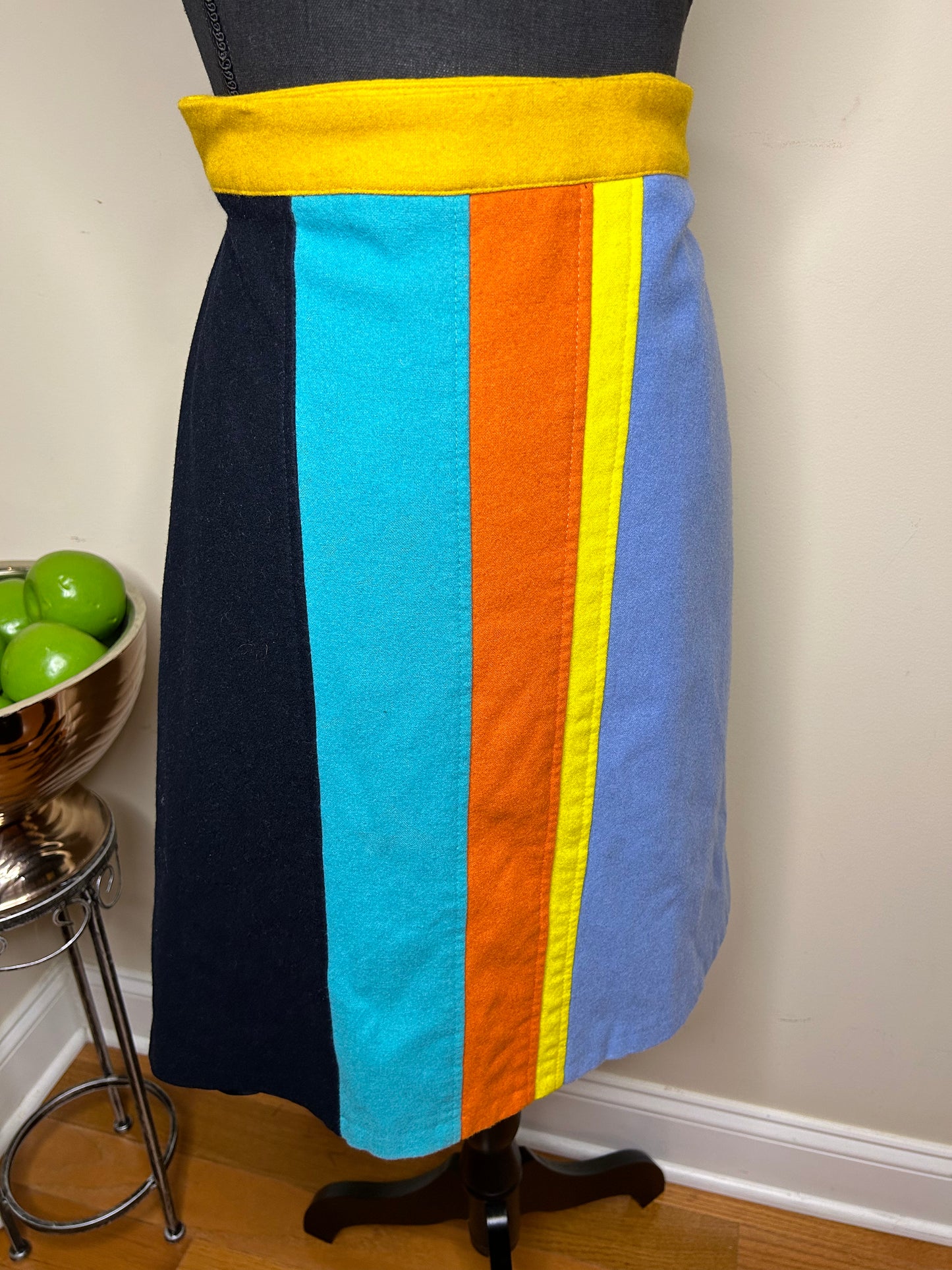 Harve' Benard Wool Colorblock Skirt