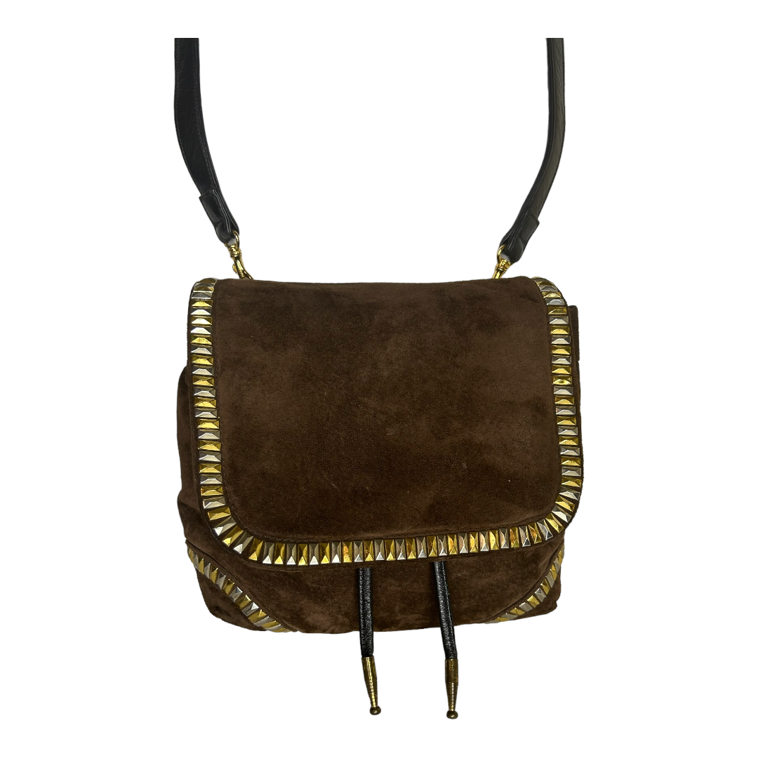 Suede Sharif Bag Trimmed with Gold and Silver Studs