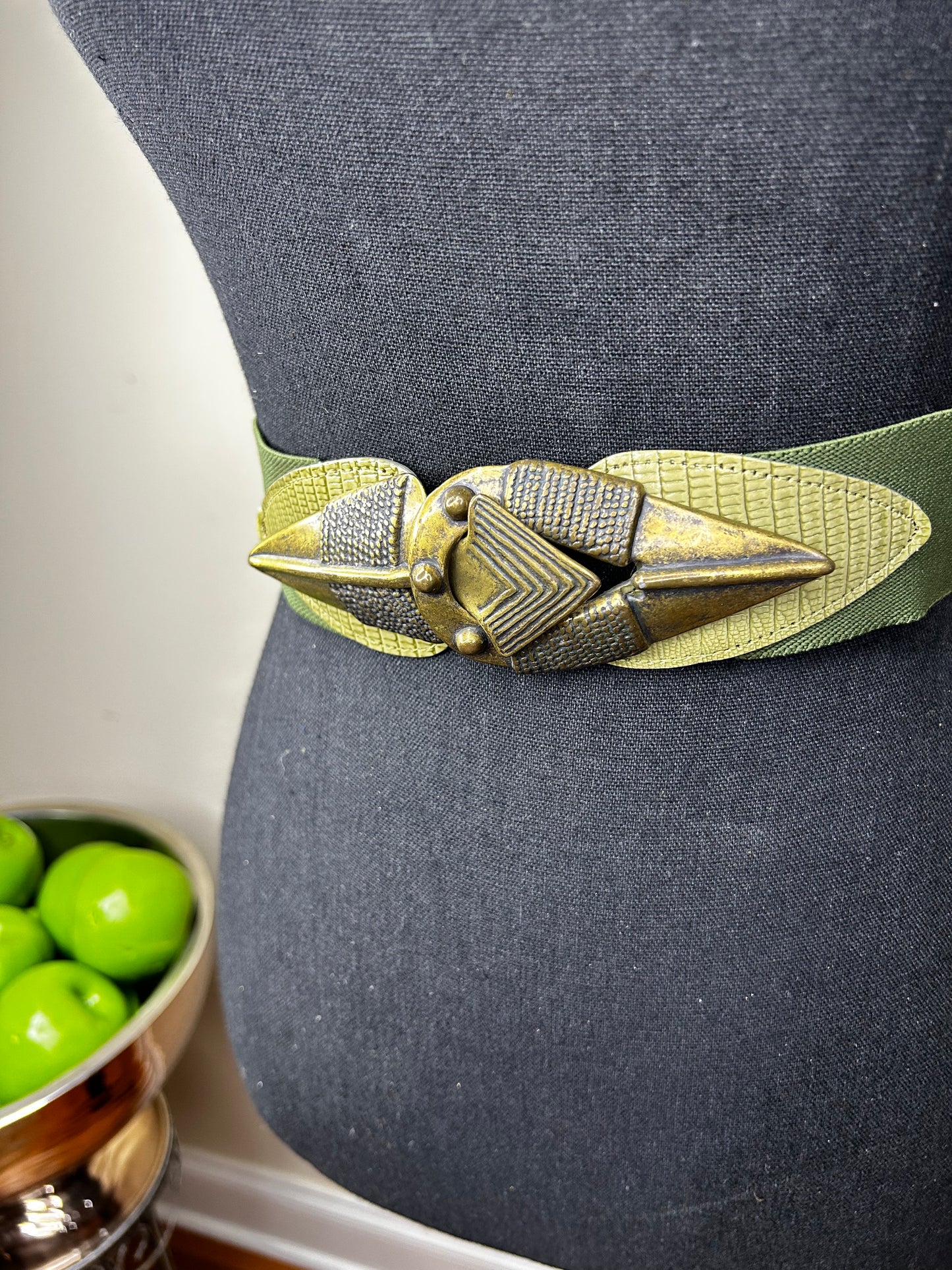 Olive Hook and Latch Belt