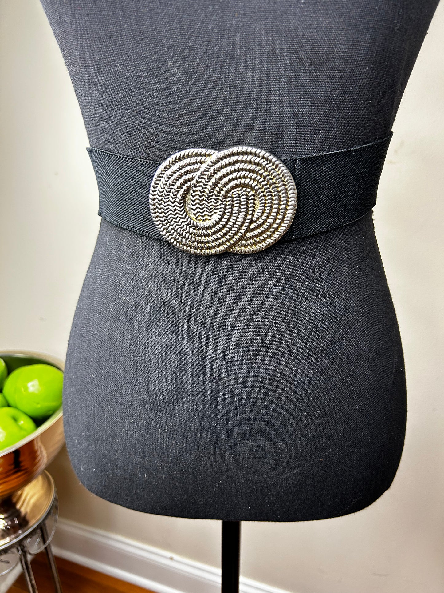 Vintage Elastic Waist Belt w/ Gold Buckle