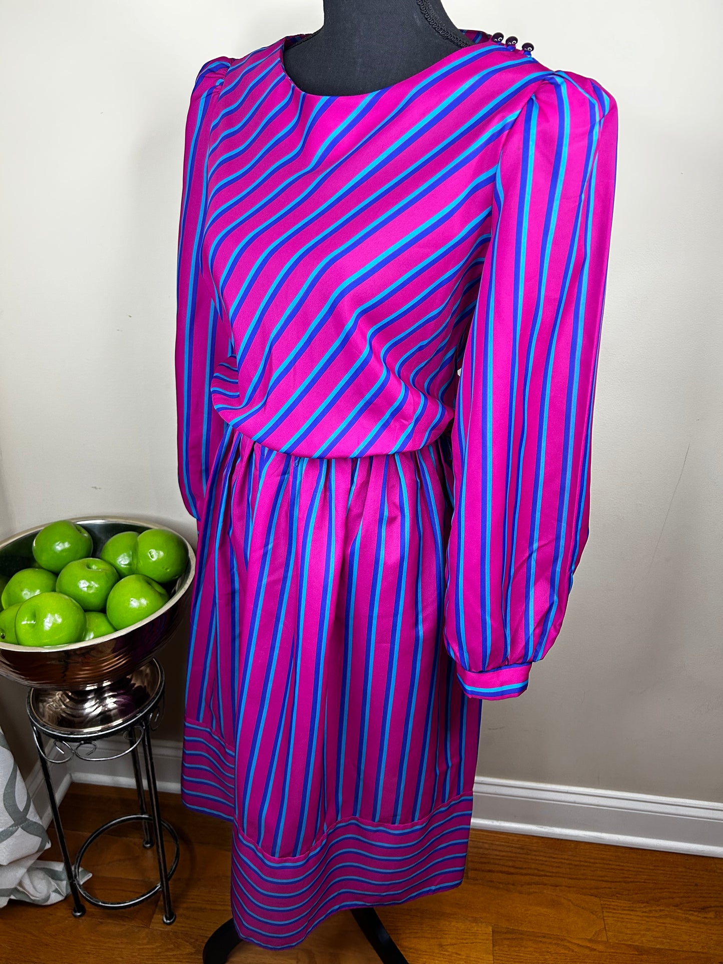Vintage 80s Pink Striped Dress