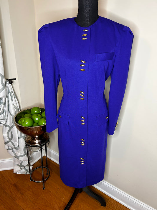 Leslie Faye Collections Purple Dress w/ Gold Accented Buttons