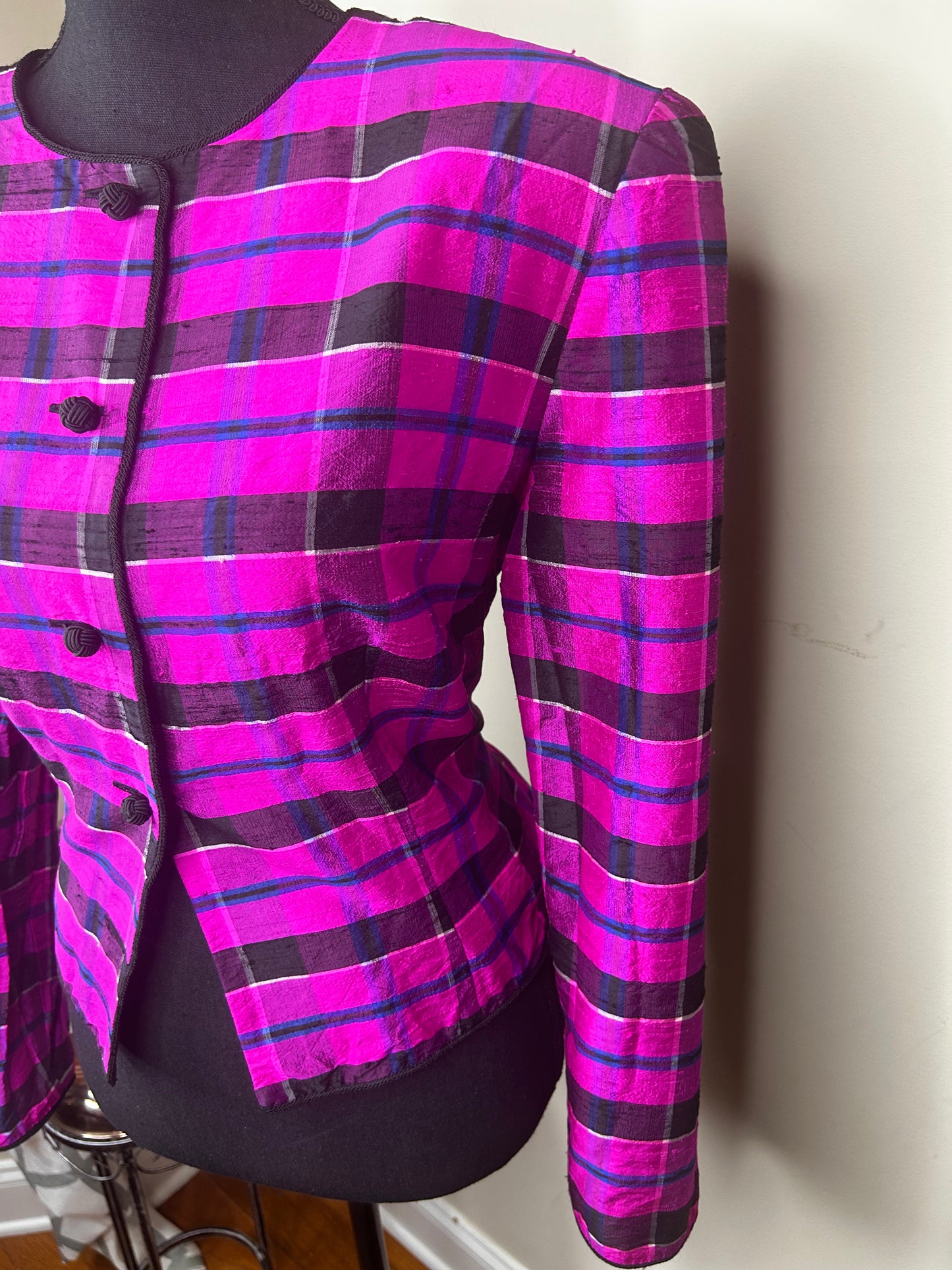 Maggy London Pink Plaid Blazer