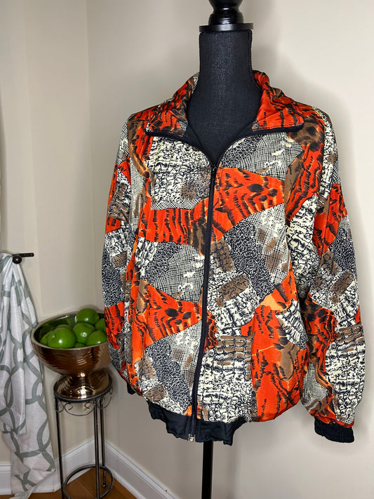 Orange Mixed Animal Print Bomber