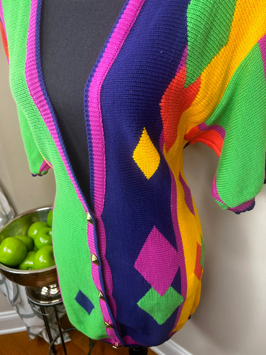 Vintage Breckenridge Colorful Diamond Print Sweater