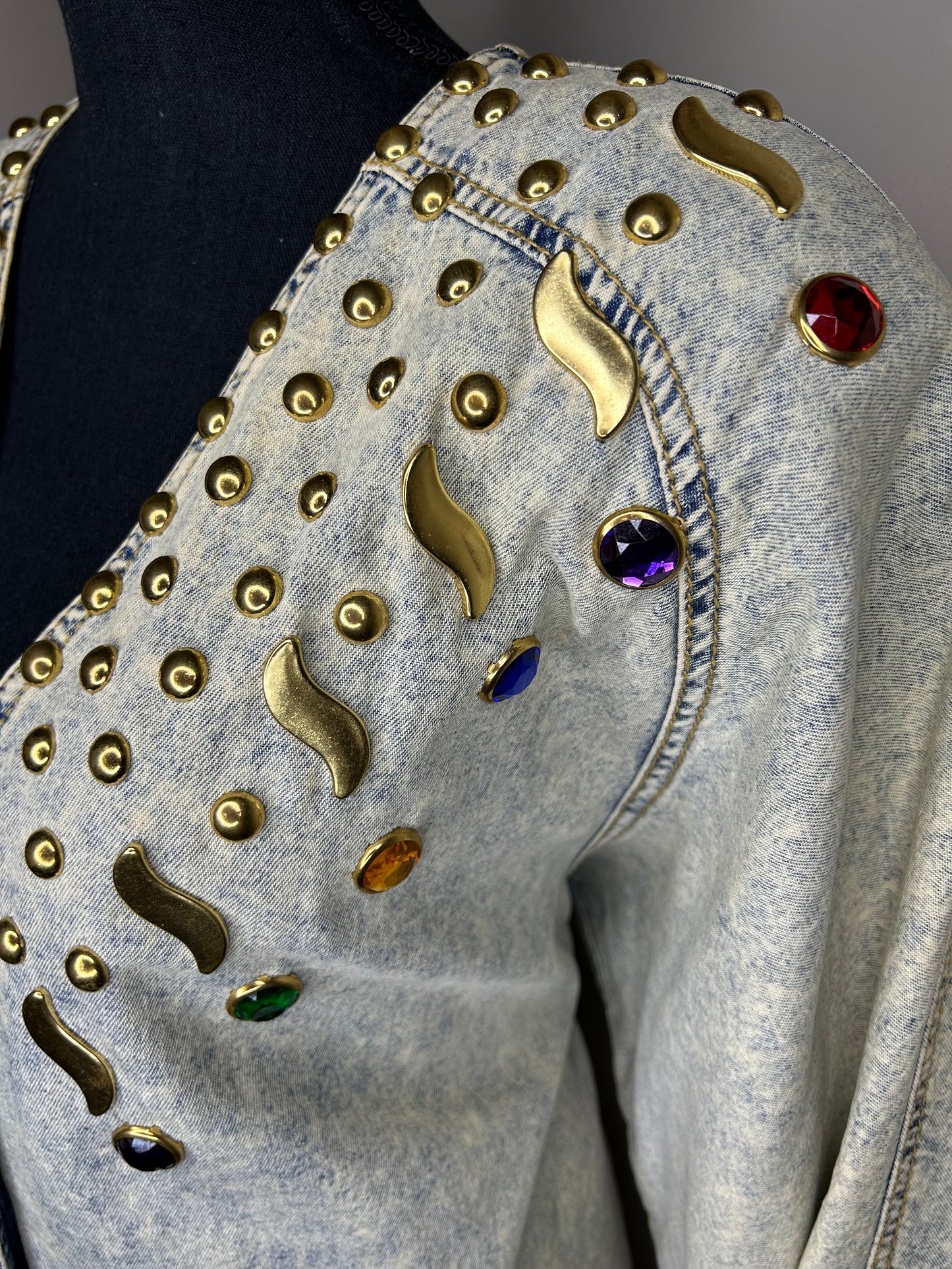 Monique Fashions Jeweled Denim Dress