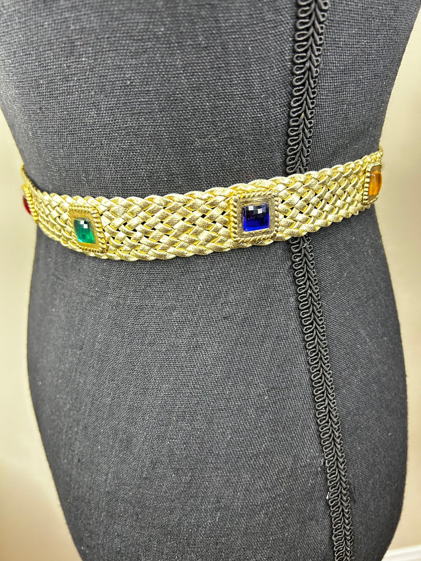 Gold Woven Bejeweled Belt