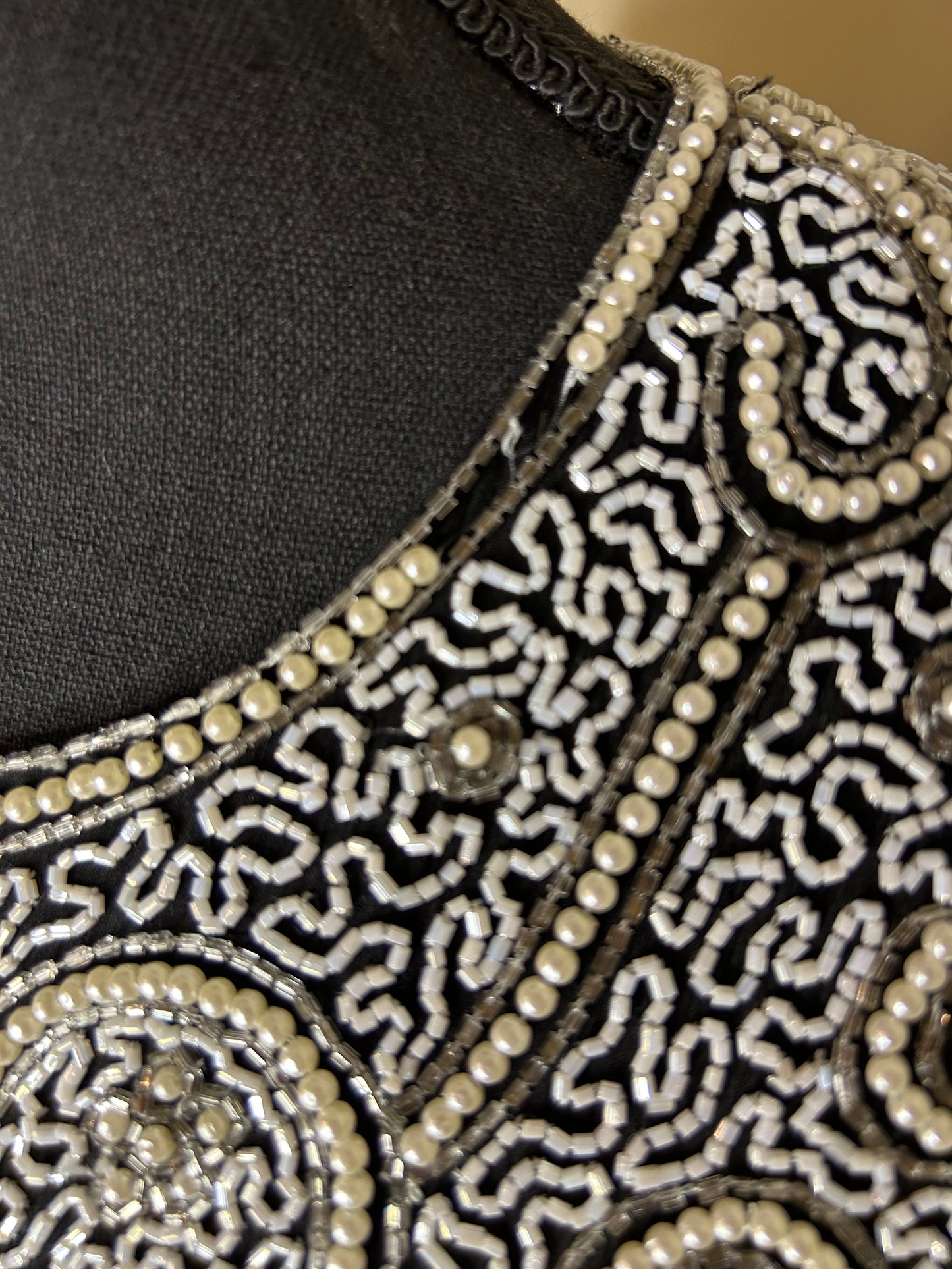 Pearl/Beaded Black and White Scala Dress