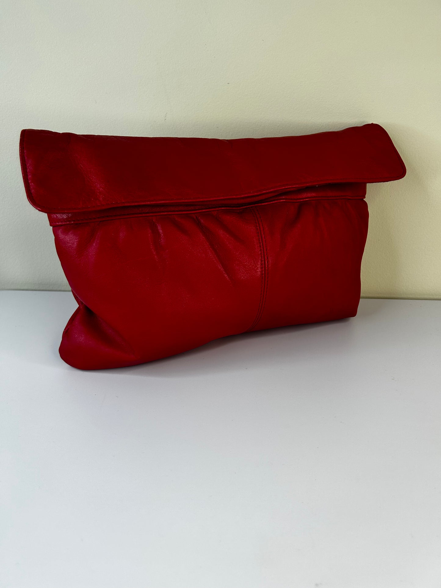 Red Genuine Leather Clutch