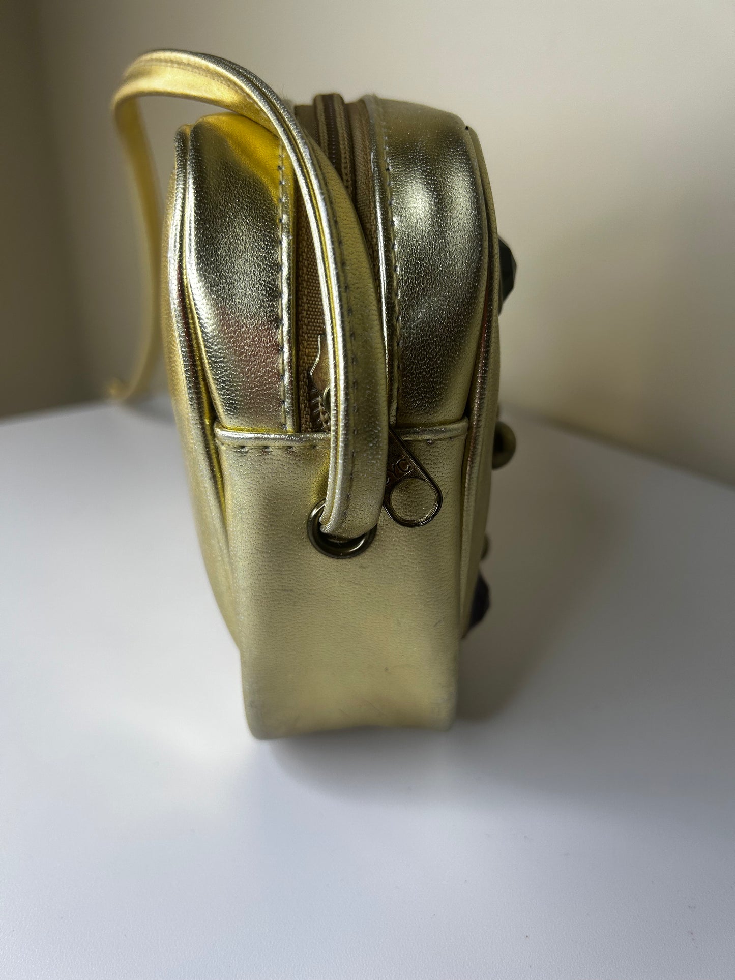 Gold Metallic Bejeweled Studded Purse