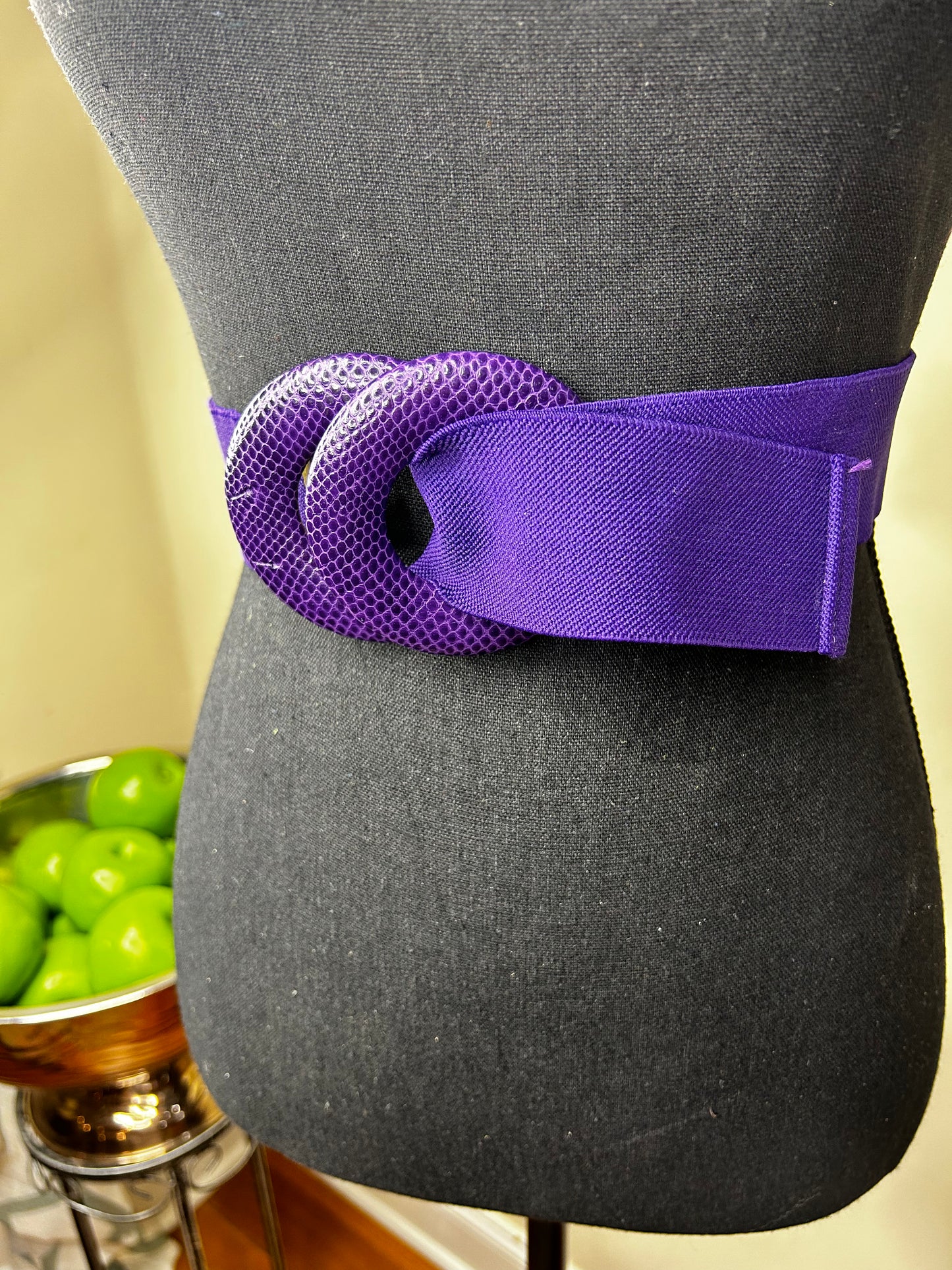 Purple Buckle Elastic Waist Belt