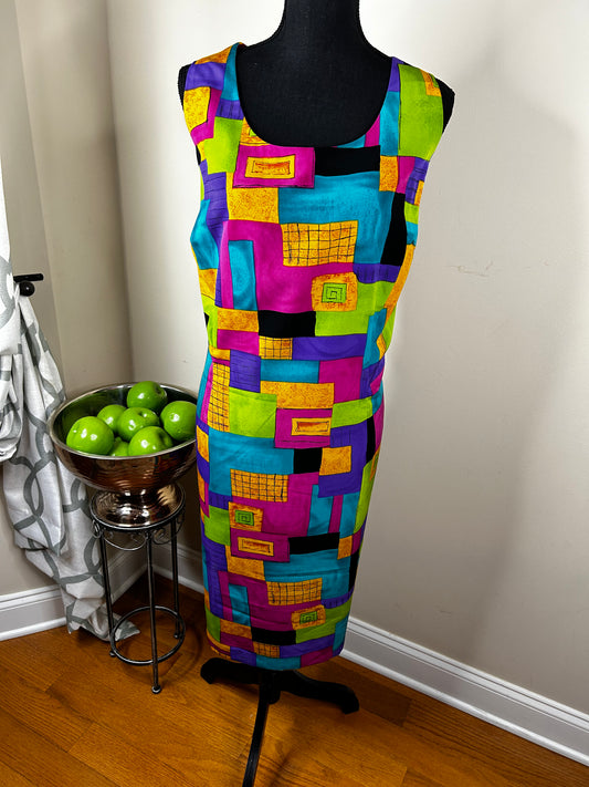Vintage John Philips Plus Size Geometric Print Dress