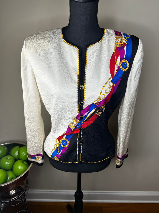 Vintage Adrianna Papell Light Weight Blazer with Baroque Print
