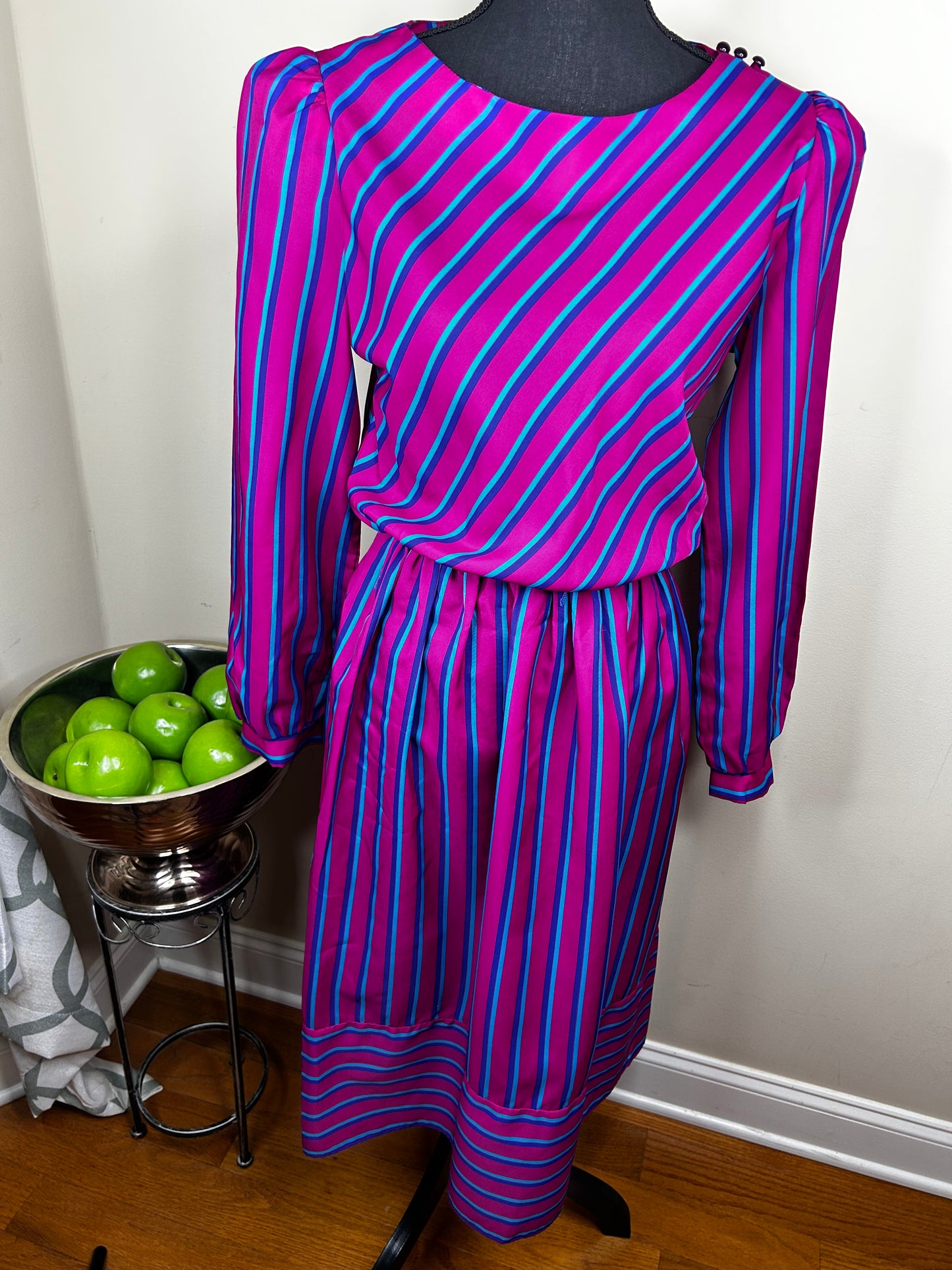 Vintage 80s Pink Striped Dress