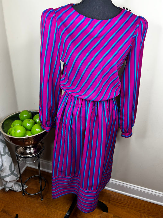 Vintage 80s Pink Striped Dress