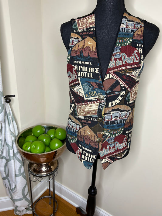 Vintage Denim Republic Brand Tapestry Vest