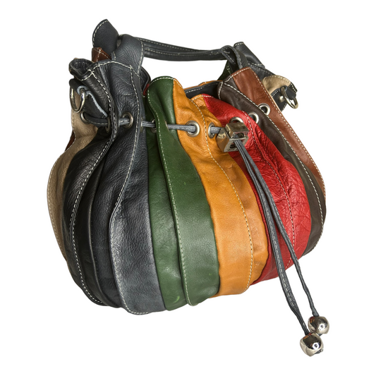 Vintage Colorblock Bucket Bag