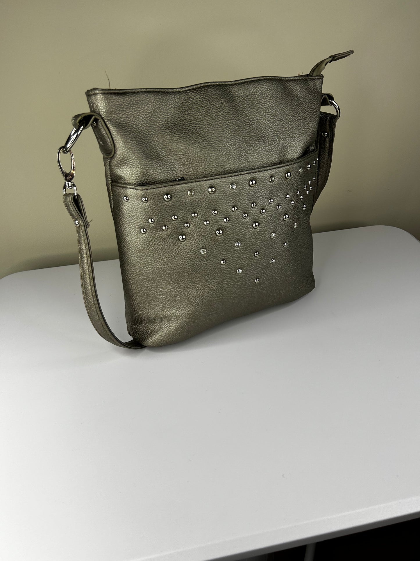 Pewter Jewel and Studded Purse