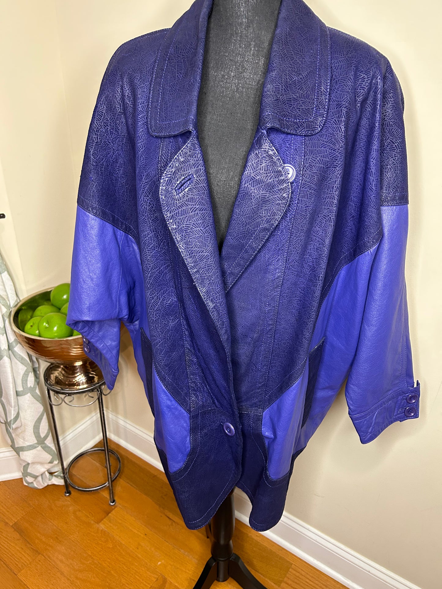 WINLIT Vintage 100% Genuine Leather Dark/Light Purple Coat