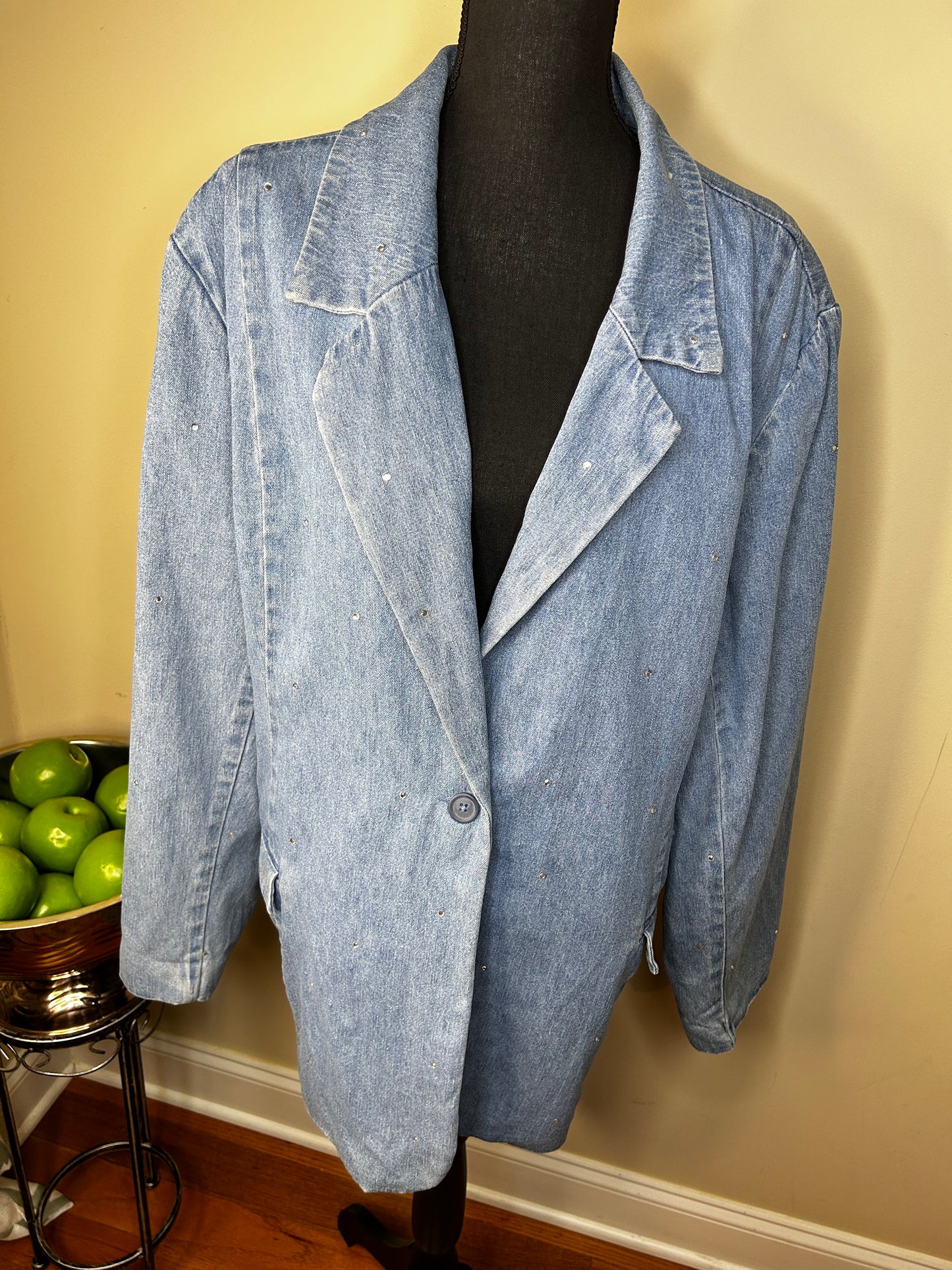 The Quaker Factory Rhinestone Denim Blazer