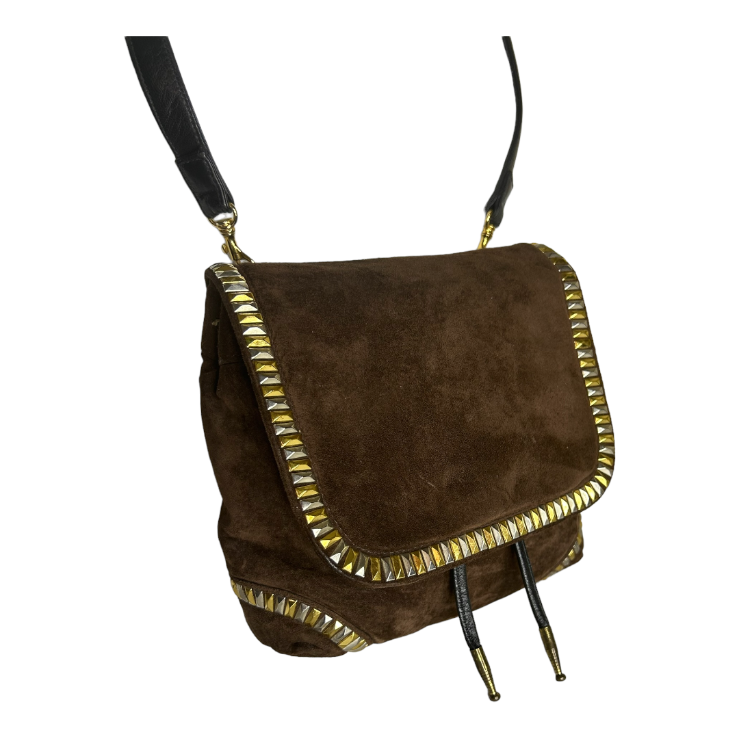 Suede Sharif Bag Trimmed with Gold and Silver Studs