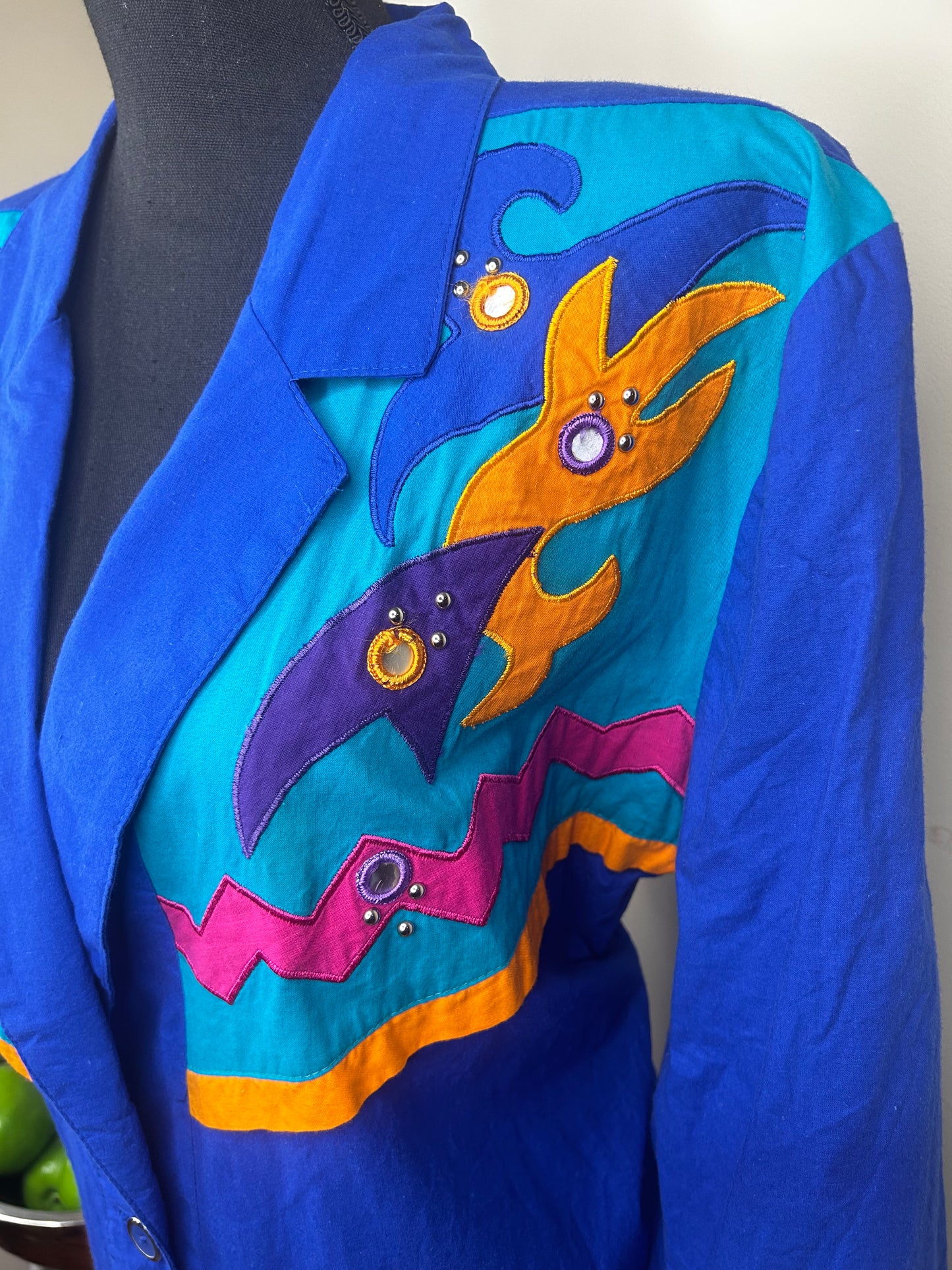 Saint German Paris Multicolored Embroidered Blazer with Silver Studs