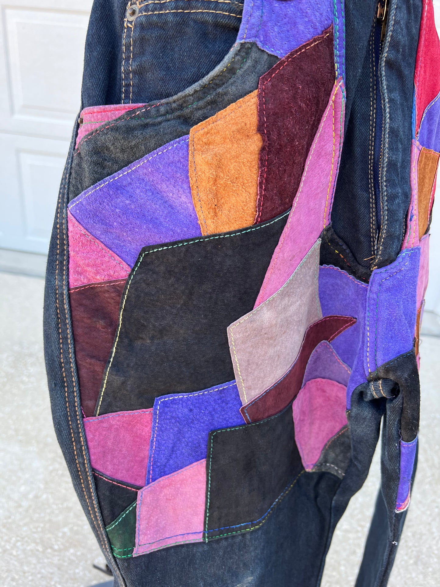 Vintage Suede Patchwork Jeans