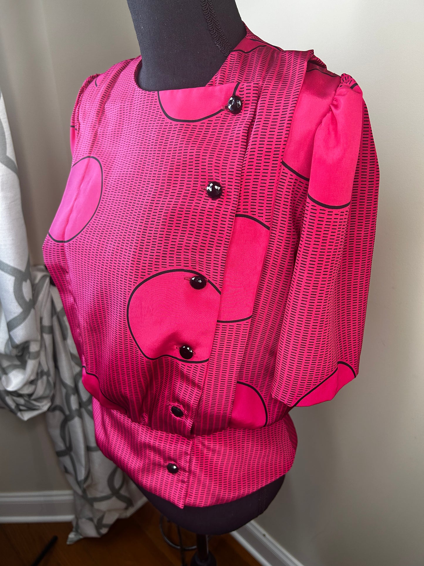 Vtg Pink and Black Blouse