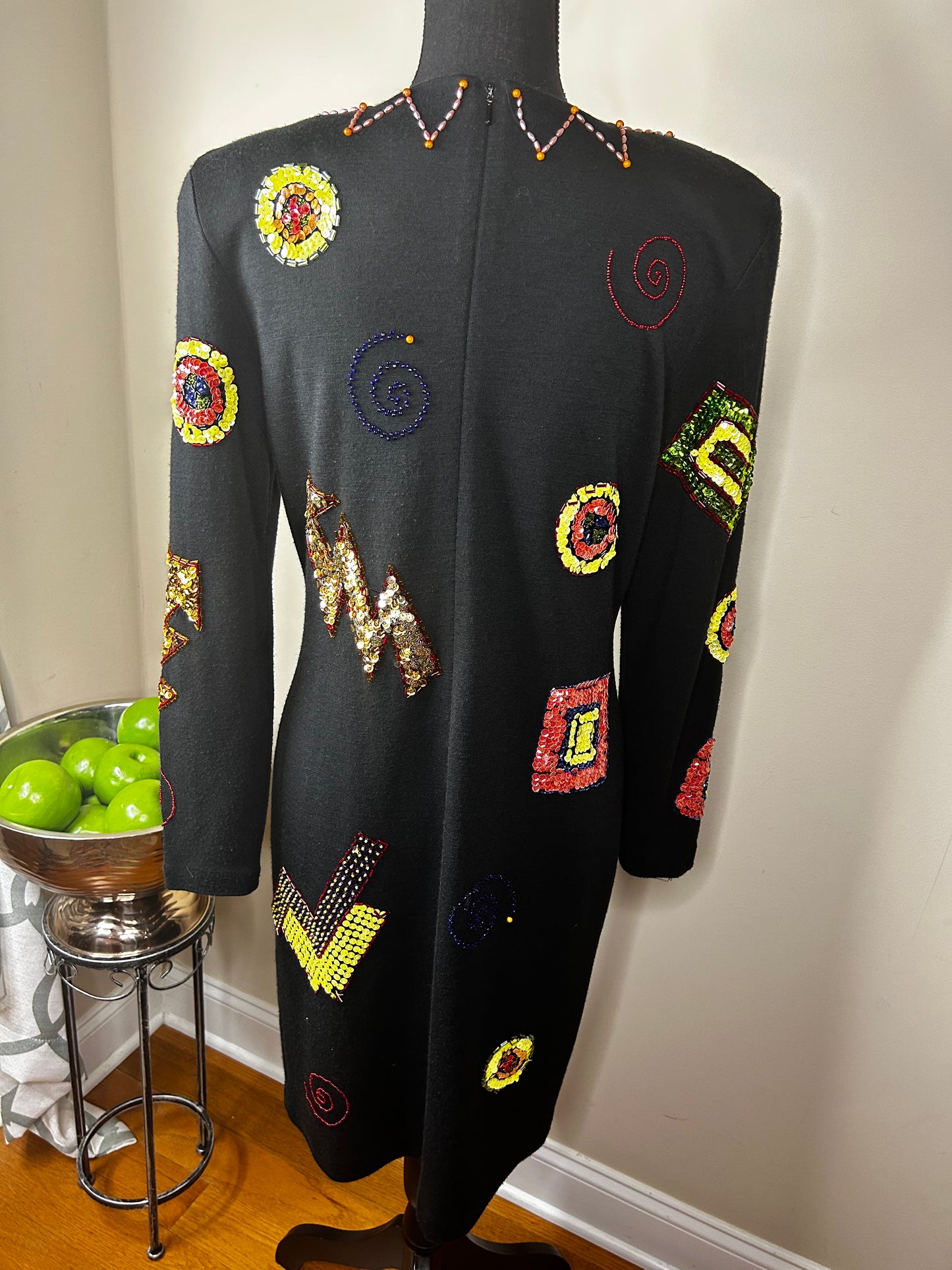 Vintage 80's Liz Claiborne Knit Dress with Sequin and Beading