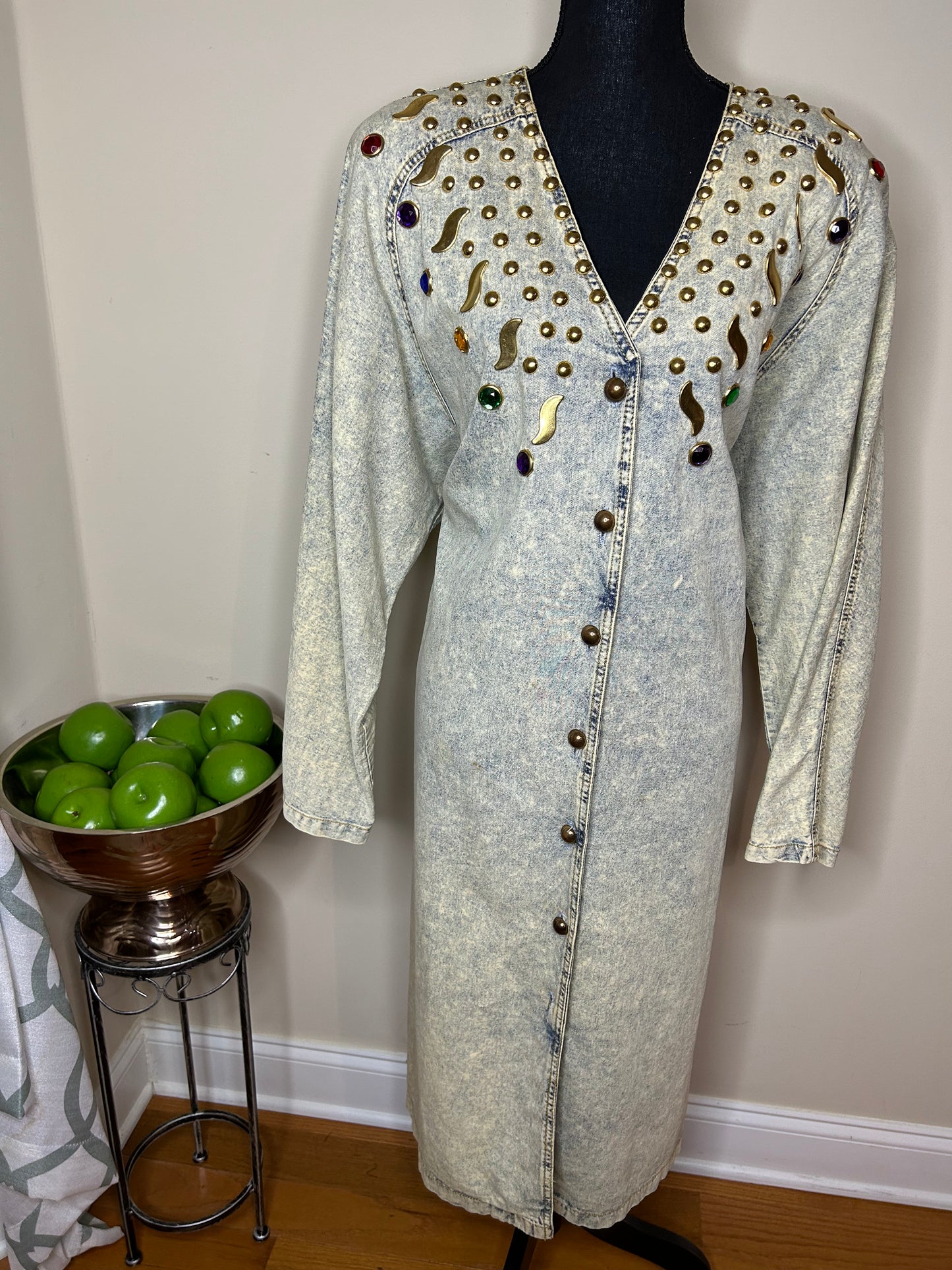 Monique Fashions Jeweled Denim Dress