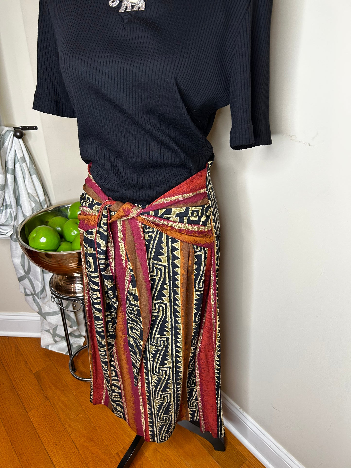 Enge' Collection Abstract Print Wrap Dress