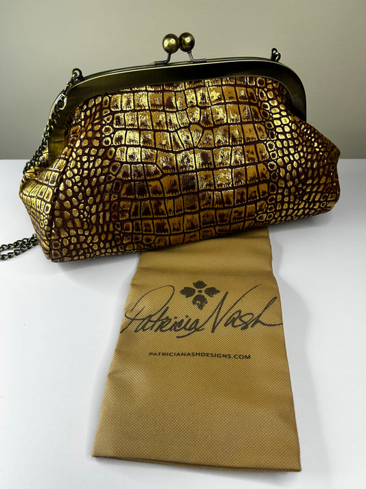Patricia Nash Metallic Purse w/ Chain and Dust Bag (NWOT)