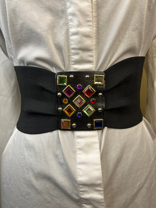 Bejeweled Belt with 3 Button Closure