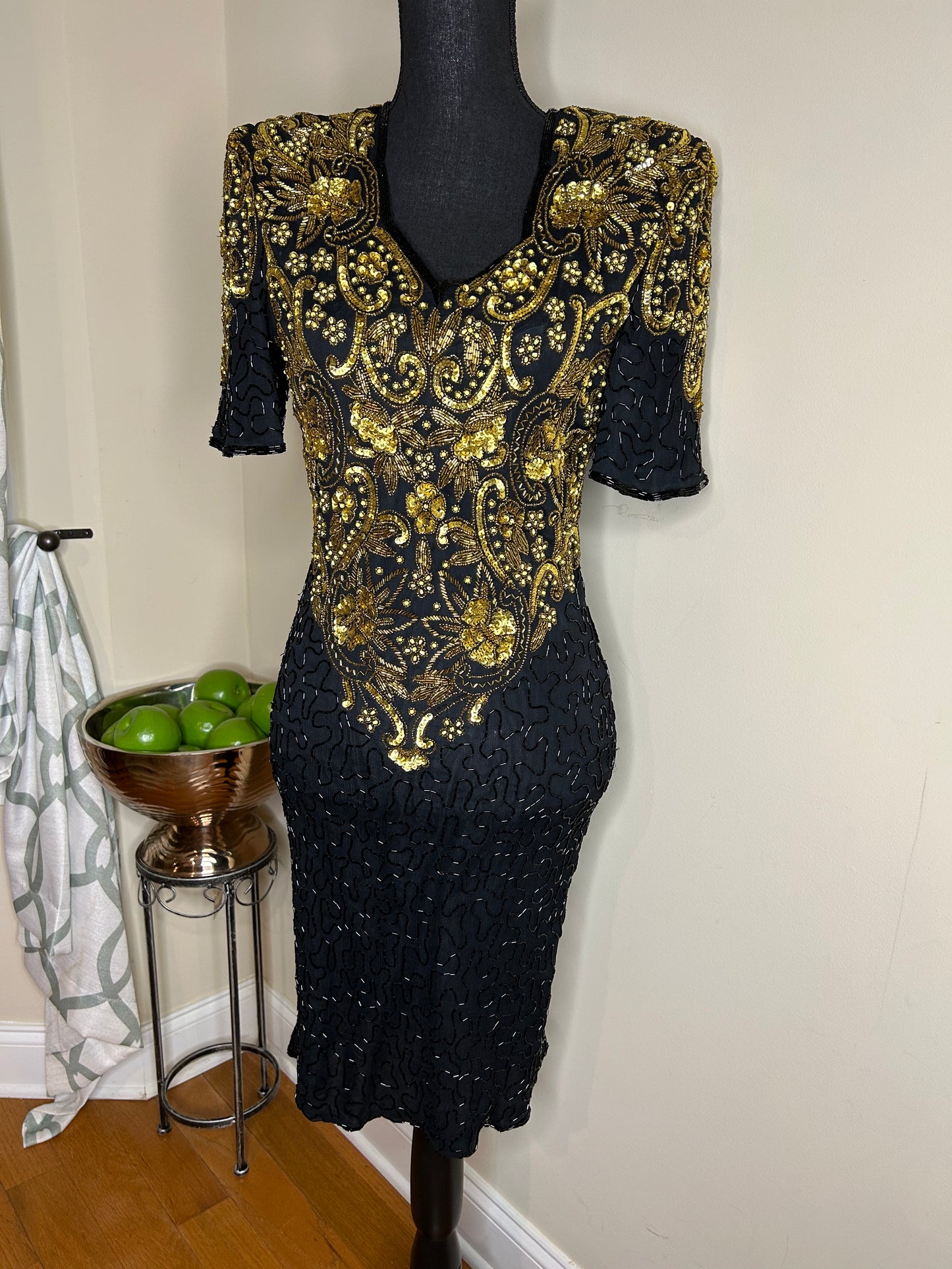 Gold Embellished Scala Dress
