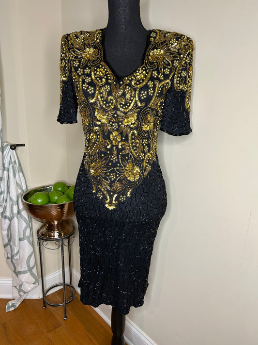 Gold Embellished Scala Dress