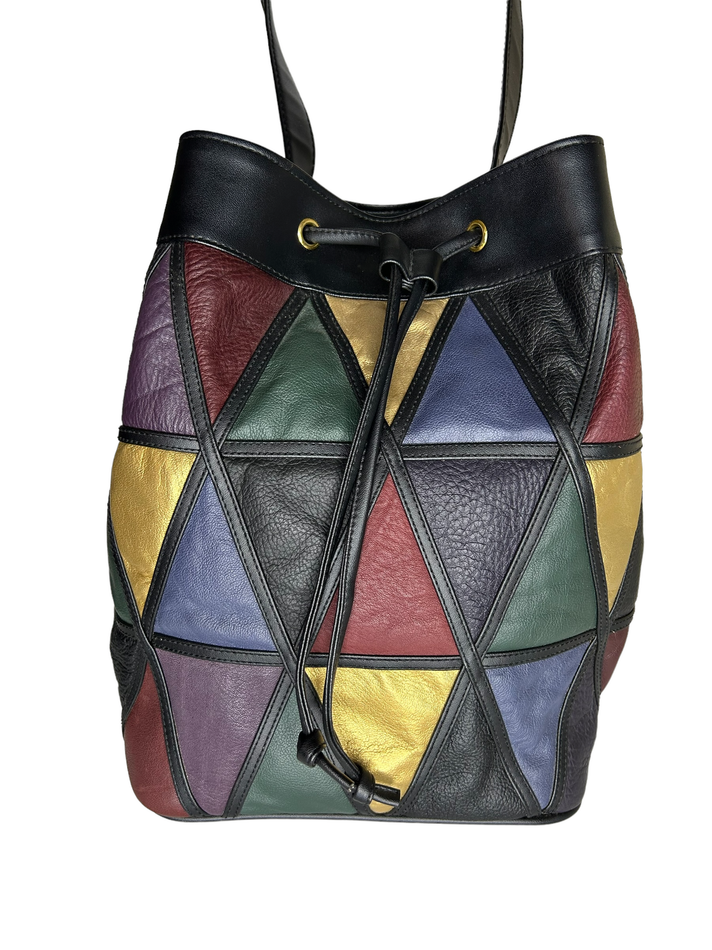 Muted Tones Colorblock Drawstring Bucket Bag