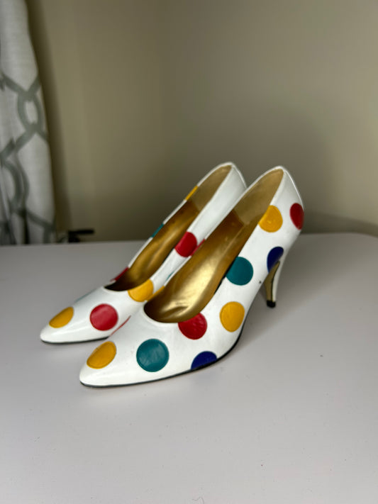 Vintage Proxy Multicolor Polka-Dot Heels