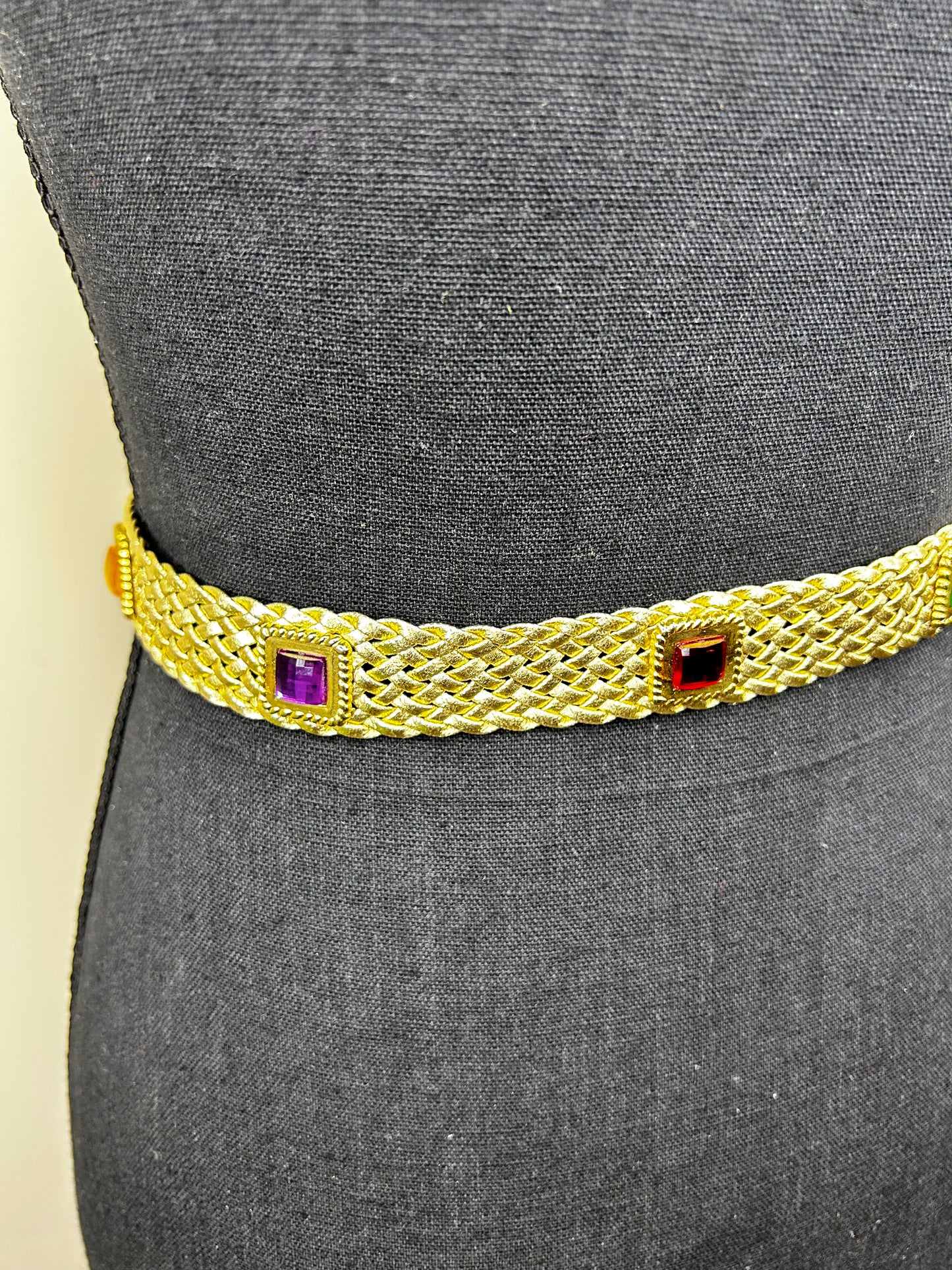 Gold Woven Bejeweled Belt
