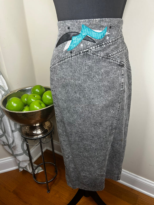 Vintage Marie St. Monet Denim Skirt with Jeweled Accents
