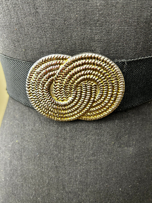 Vintage Elastic Waist Belt w/ Gold Buckle