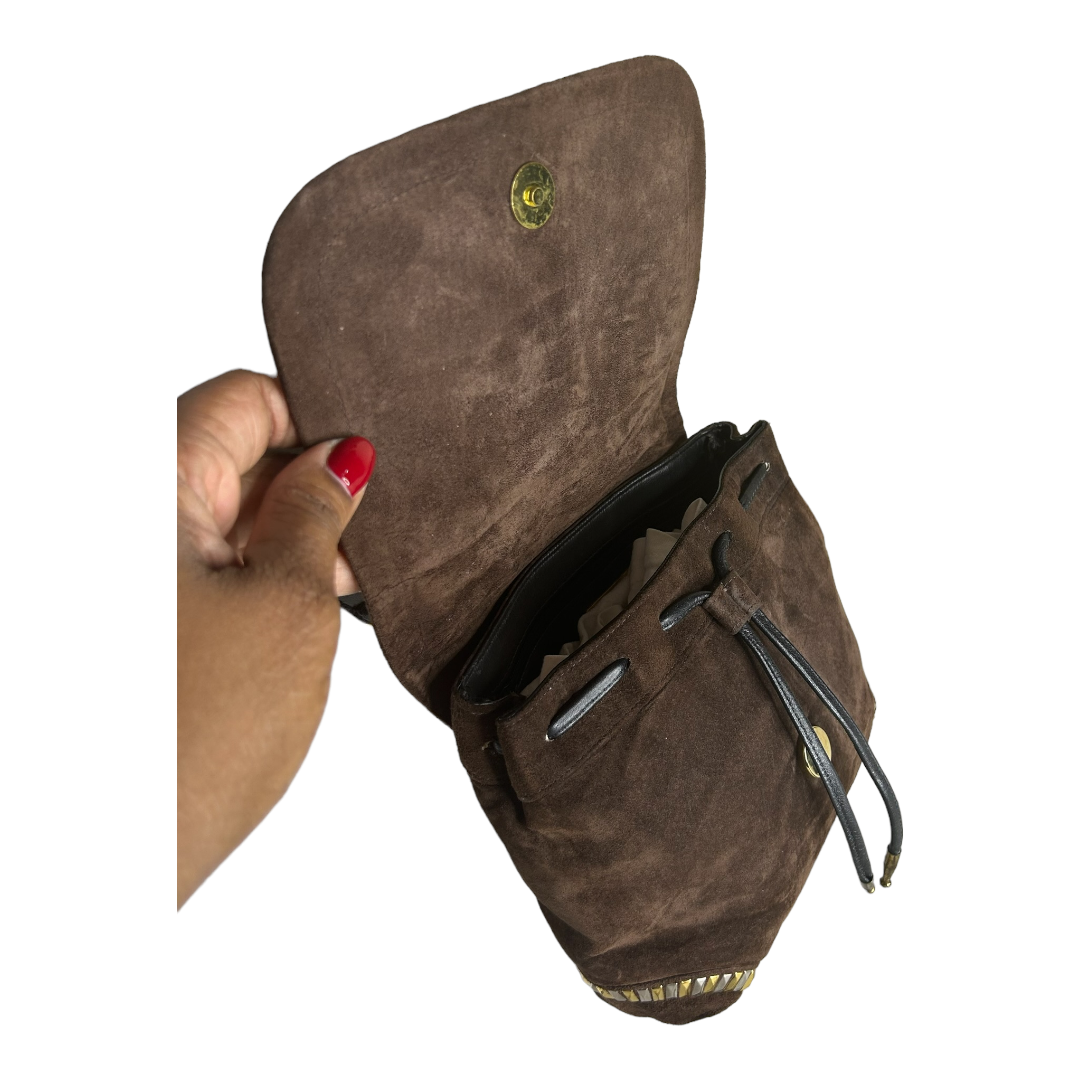 Suede Sharif Bag Trimmed with Gold and Silver Studs