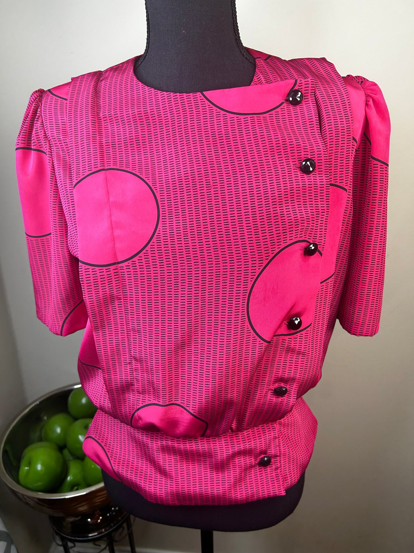Vtg Pink and Black Blouse