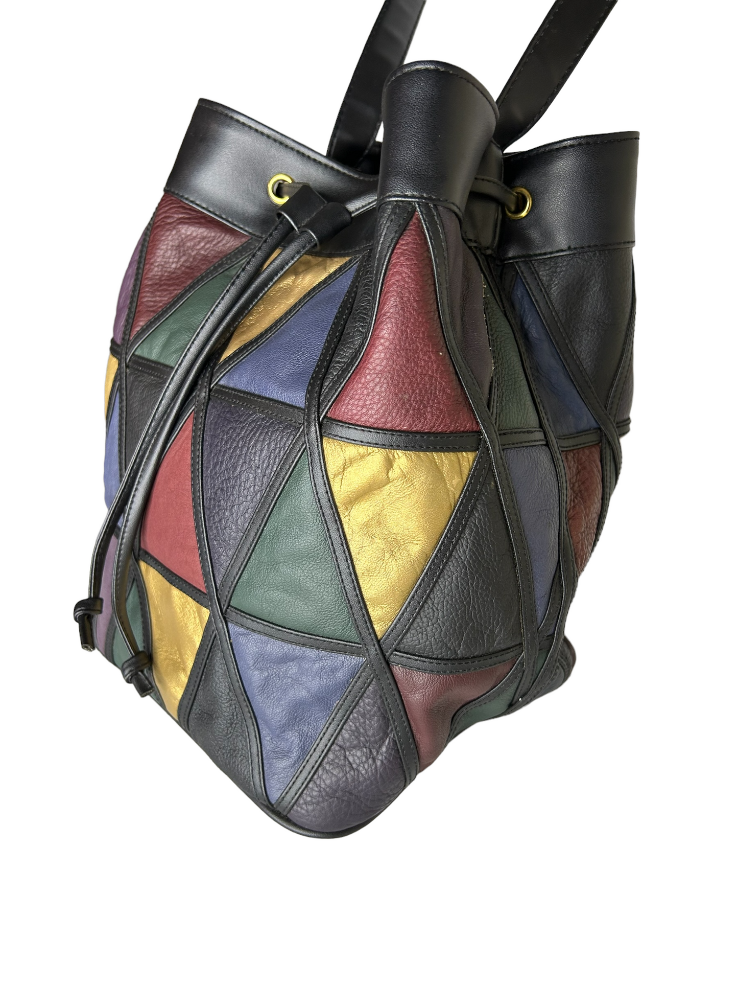 Muted Tones Colorblock Drawstring Bucket Bag