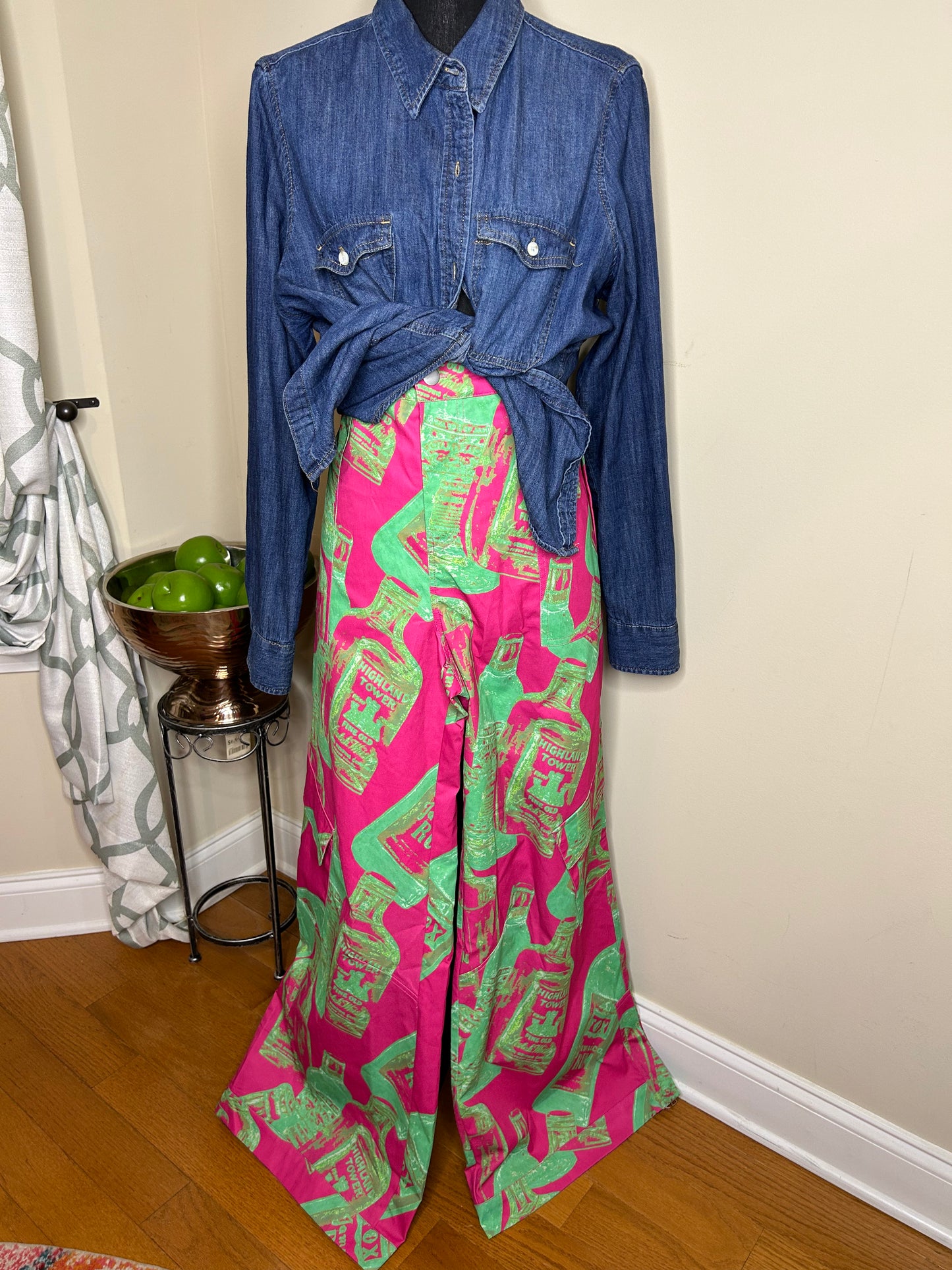 Nasty Gal Wide Leg "Pink and Green" Cargo Pants NWT